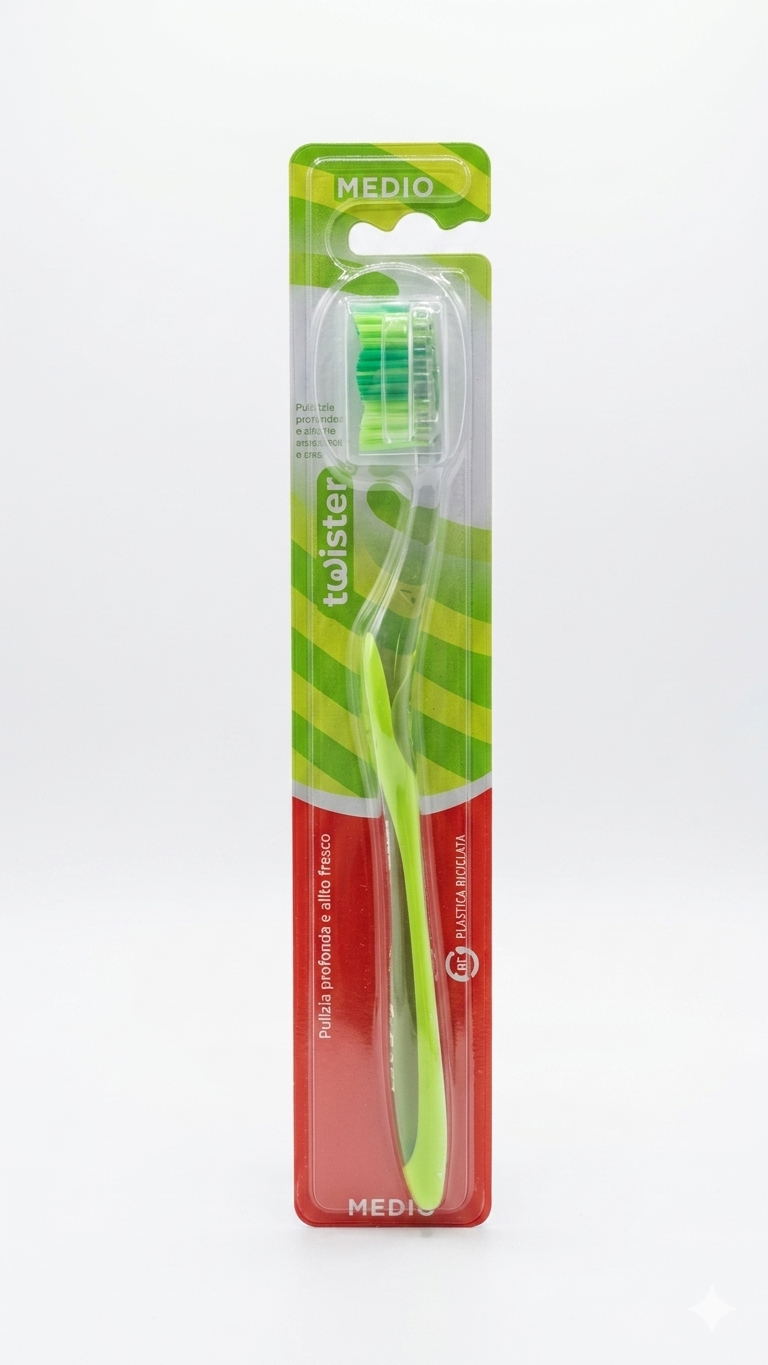 Colgate Spazzolino Twister White Medio | Setole a Spirale Lucidanti e Disposizione ad Elica | Azione Sbiancante e Pulizia Profonda