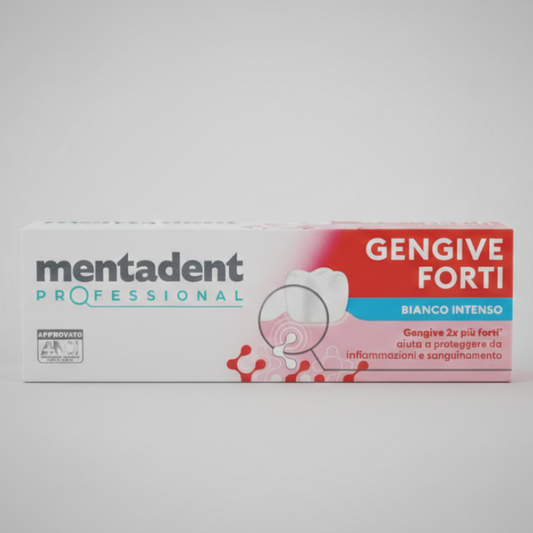 Mentadent Professional Gengive Forti & Bianco Intenso 75ml – Doppia Azione Anti-Sanguinamento e Sbiancante – Senza SLS – Con Enzimi e Proteine