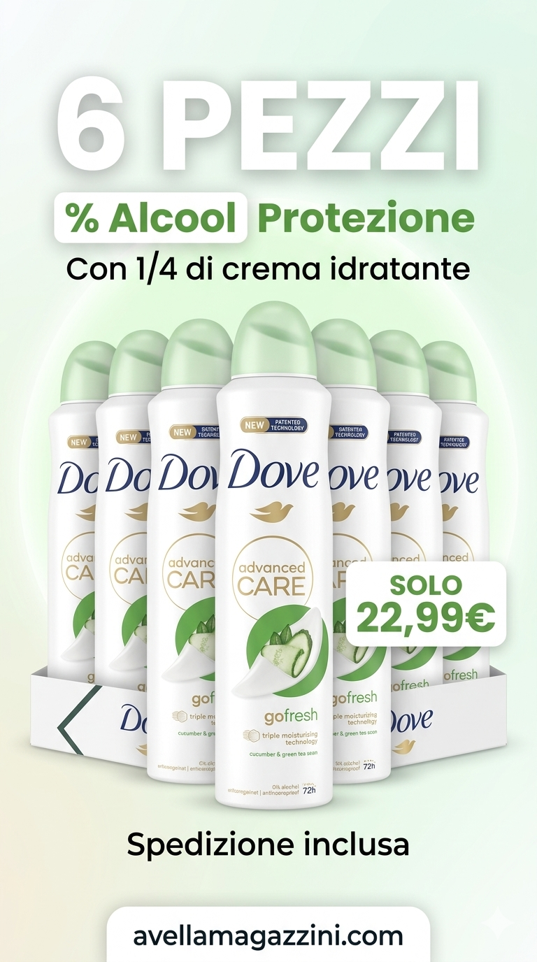 Bundle Dove Advanced Care Go Fresh Deodorante Spray 6X250ml Cetriolo e Tè Verde – Protezione 72H Triple Moisturising Spedizione Inclusa