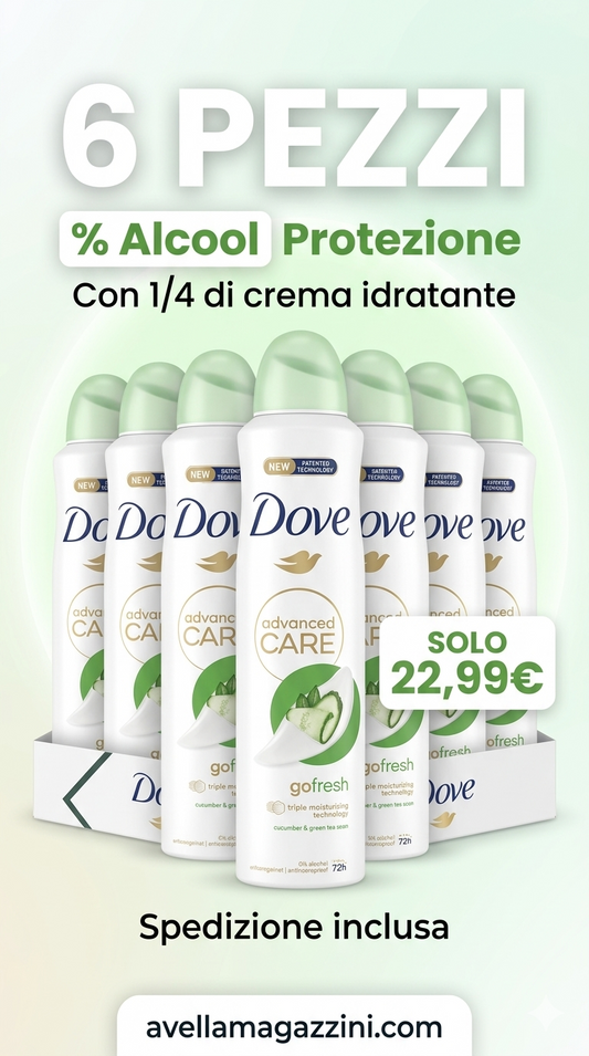 Bundle Dove Advanced Care Go Fresh Deodorante Spray 6X250ml Cetriolo e Tè Verde – Protezione 72H Triple Moisturising Spedizione Inclusa