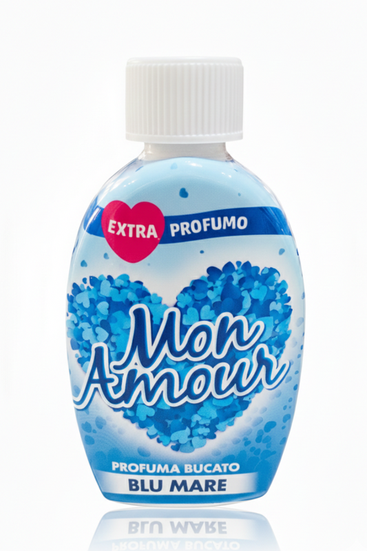 Mon Amour Profuma Bucato Blu Mare 220 ml – Concentrato Extra Profumo – Fragranza Fresca e Pulita – Per Lavatrice, Asciugatrice e Microfibra