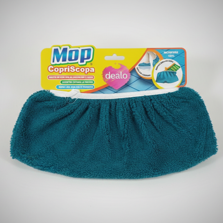 Dealo Mop Copriscopa Universale in Microfibra – Per Scope e Spazzoloni fino a 35cm – Doppia Azione Catturapolvere e Lavaggio – Ideale per Parquet, Marmo e Gres