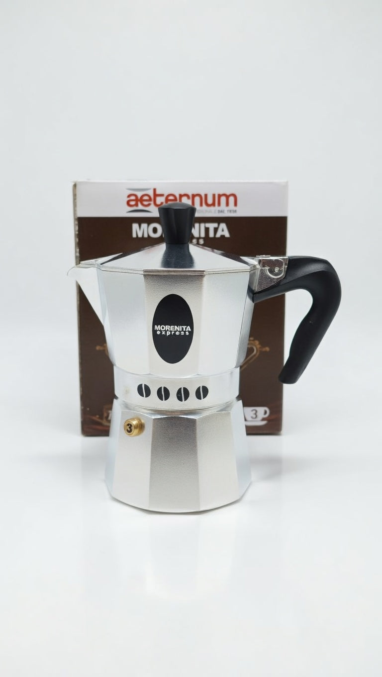 Caffettiera Aeternum Morenita Express – Moka in Alluminio 3 Tazze – L'Espresso Tradizionale Italiano con Qualità Gruppo Bialetti