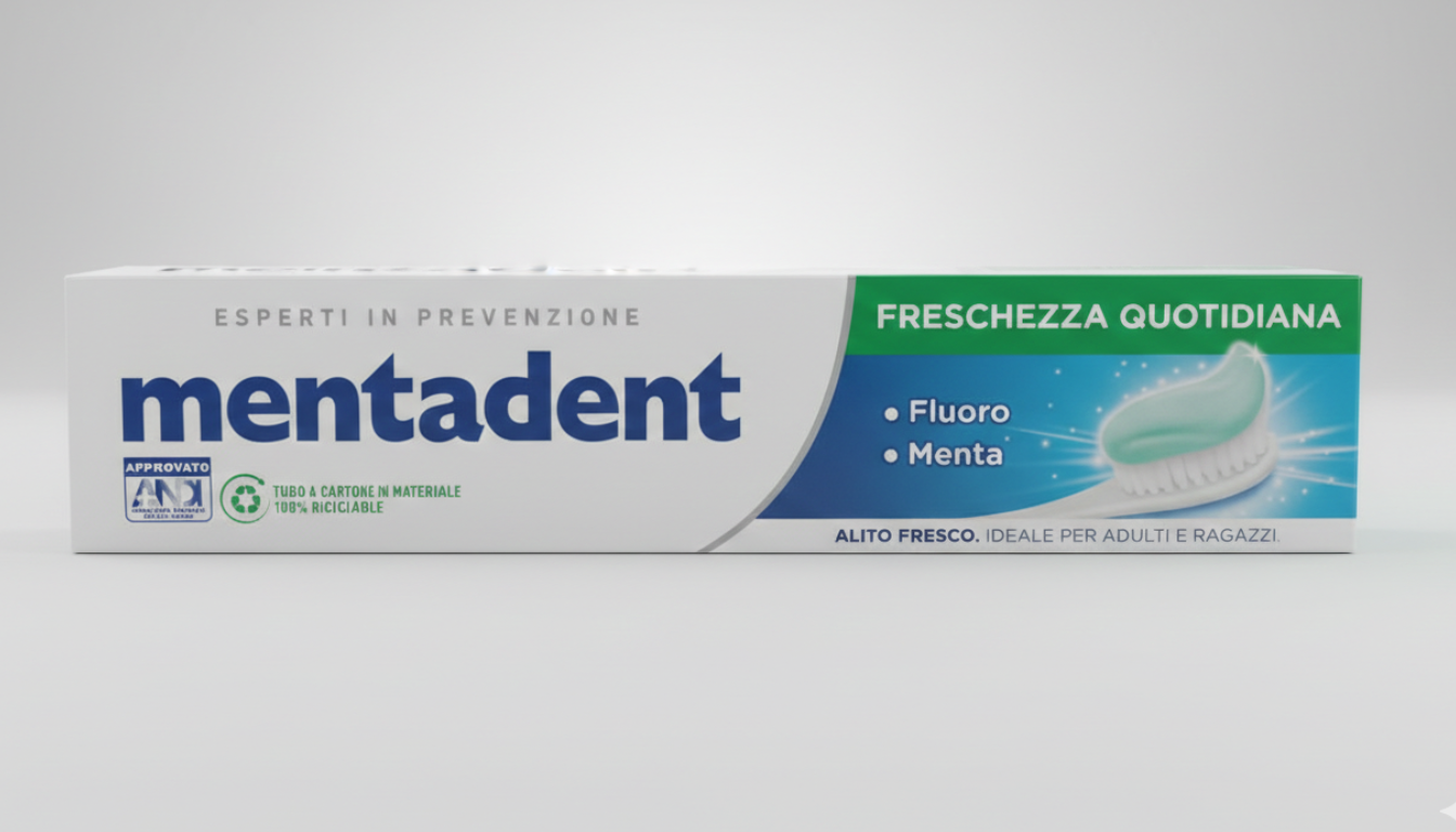 Mentadent Freschezza Quotidiana 100ml – Dentifricio alla Menta Intensa – Protezione Anti-Carie con Fluoro – Alito Fresco e Smalto Rinforzato