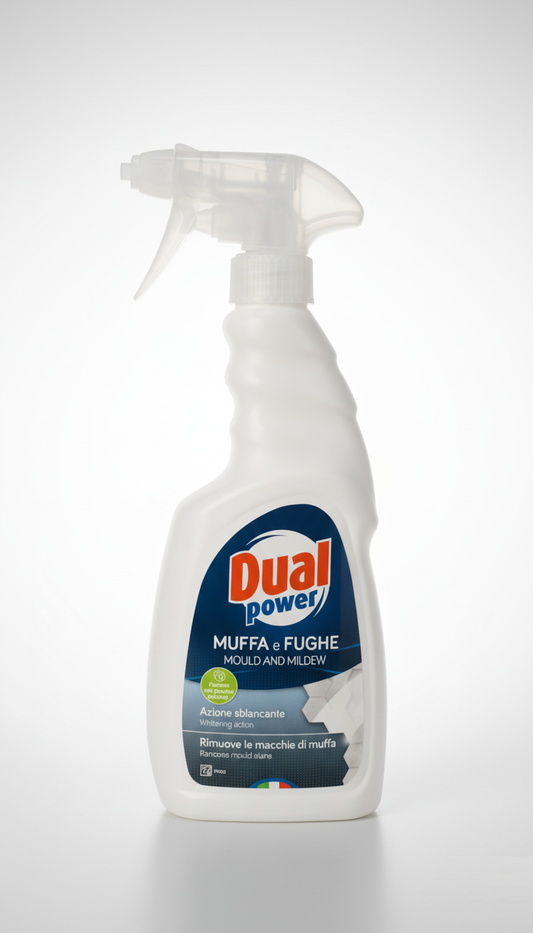 Dual Power Muffa e Fughe Spray 500ml | Detergente Sbiancante Professionale | Rimuove Muffa e Sporco Ostinato da Piastrelle e Mattonelle