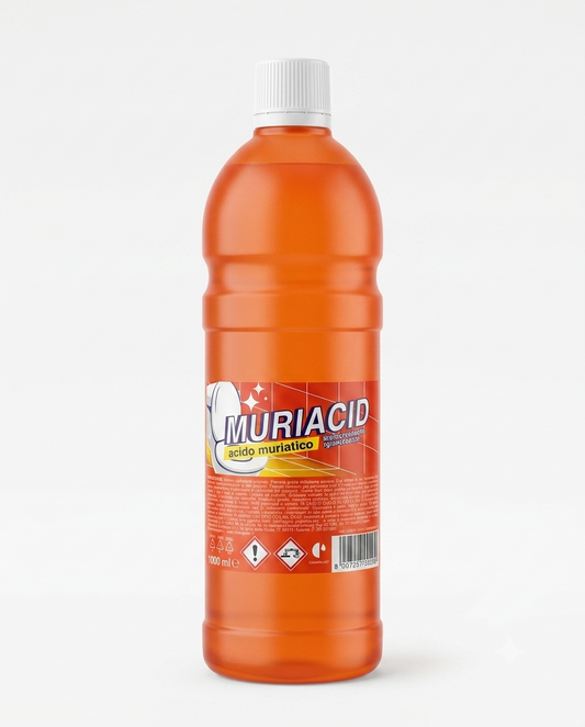 Acido muriatico Muriacid 1L disincrostante concentrato per WC, sanitari e superfici resistenti contro calcare e ruggine.