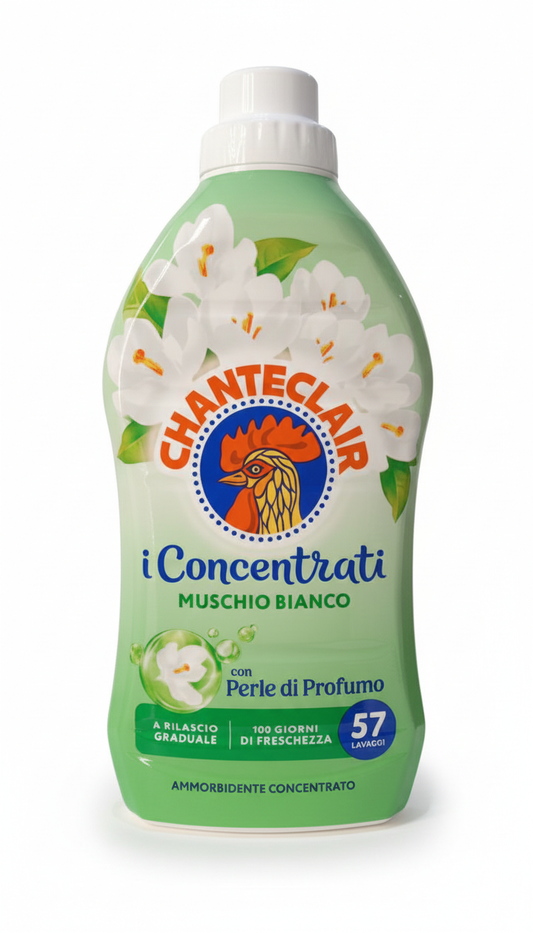 Chanteclair Ammorbidente Concentrato Muschio Bianco 1140 ml | 57 Lavaggi | Profumo Classico Lunga Durata | Morbidezza e Stiro Facile
