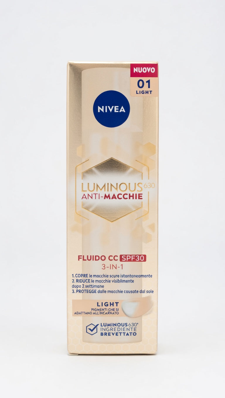 NIVEA Luminous630 Fluido CC Anti-Macchie 3-in-1 SPF 30 – Tonalità 02 Medium 40ml – Uniformante con Tecnologia LUMINOUS630® Brevettata