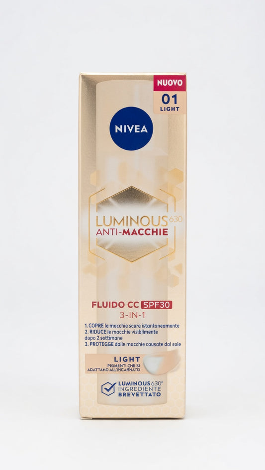 NIVEA Luminous630 Fluido CC Anti-Macchie 3-in-1 SPF 30 – Tonalità 02 Medium 40ml – Uniformante con Tecnologia LUMINOUS630® Brevettata