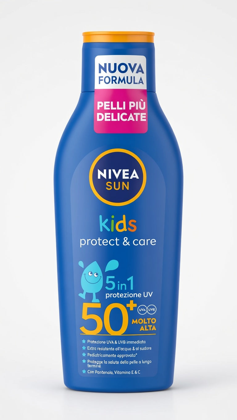 NIVEA SUN Kids Protect & Care SPF 50+ Latte Solare 200ml | Protezione Molto Alta Bambini | Extra Resistente con Pantenolo e Vitamine
