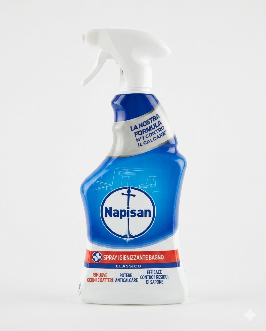Napisan Bagno Spray Igienizzante 750ml | Anticalcare & Antibatterico con Ossigeno Attivo | Rimuove Calcare e Residui di Sapone