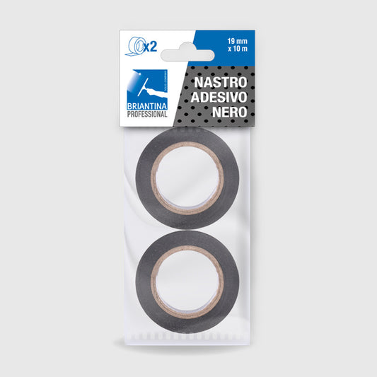 Briantina Nastro Adesivo ISOLANTE Nero PROFESSIONALE (2 Rotoli, 19 mm x 10 m) | Resistente Acqua & Abrasione | Flessibile & Super Aderente su Superfici Irregolari