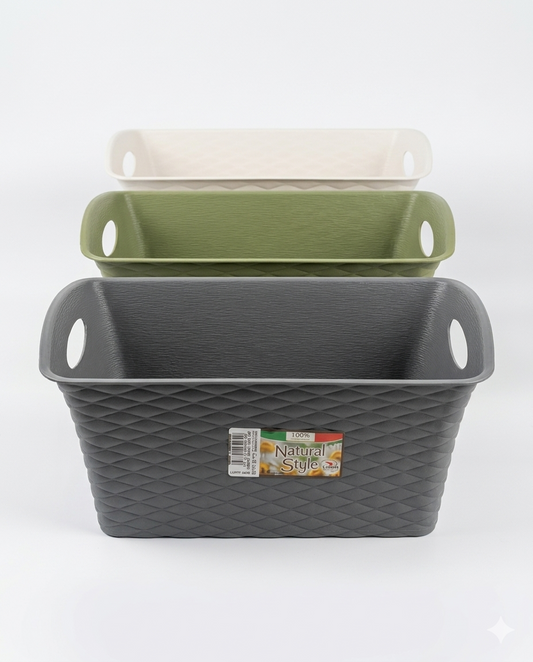 Cestino Portaoggetti LEGA Rattan 4,5 Litri – Organizer Multiuso con Maniglie – Scatola Contenitore Effetto Intreccio Rattan – Colori Assortiti