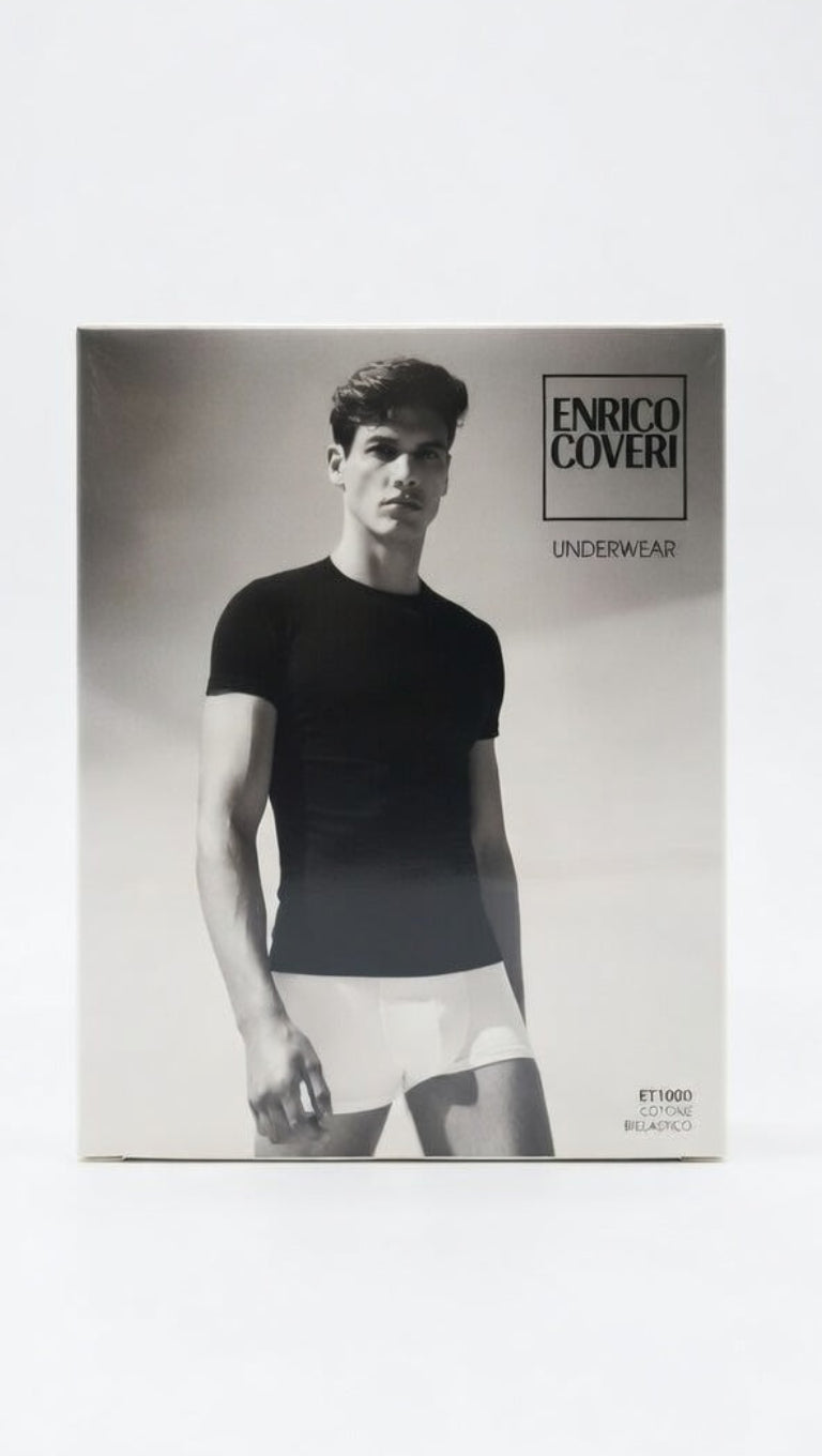 Enrico Coveri Underwear | Maglia Intima Uomo Mezza Manica Girocollo | Cotone Bioelastico Alta Qualità | Sottogiacca Comodo ET1000