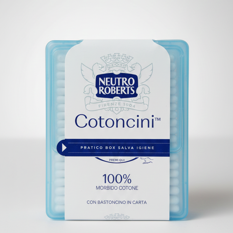 Neutro Roberts Maxi Cotoncini 260 Pezzi | Bastoncini in 100% Puro Cotone Biodegradabile | Astina in Cartoncino Plastic-Free | Igiene Delicata