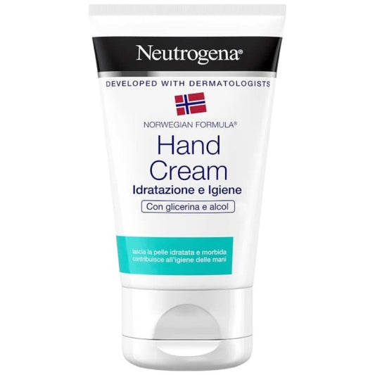 Neutrogena Crema Mani Idratazione e Igiene 50ml – Formula Norvegese – Doppia Azione con Glicerina e Alcol – Idratazione Duratura e Freschezza