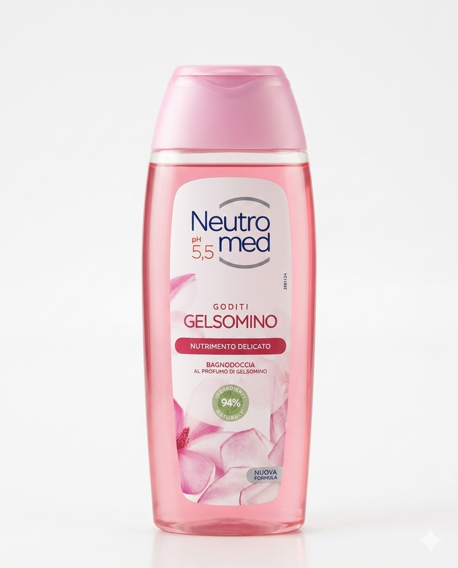 Neutromed Bagnoschiuma Gelsomino 400ml, nutriente e delicato con pH fisiologico e profumo avvolgente