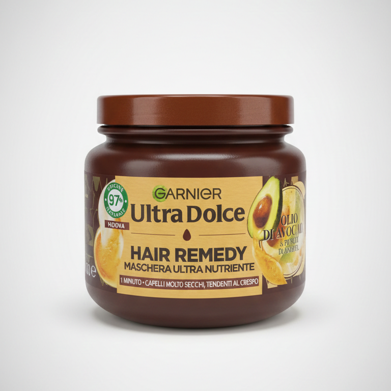 Garnier Hair Remedy Maschera Ultra Nutriente 340ml – Olio di Avocado & Burro di Karité – Per Capelli Molto Secchi e Crespi