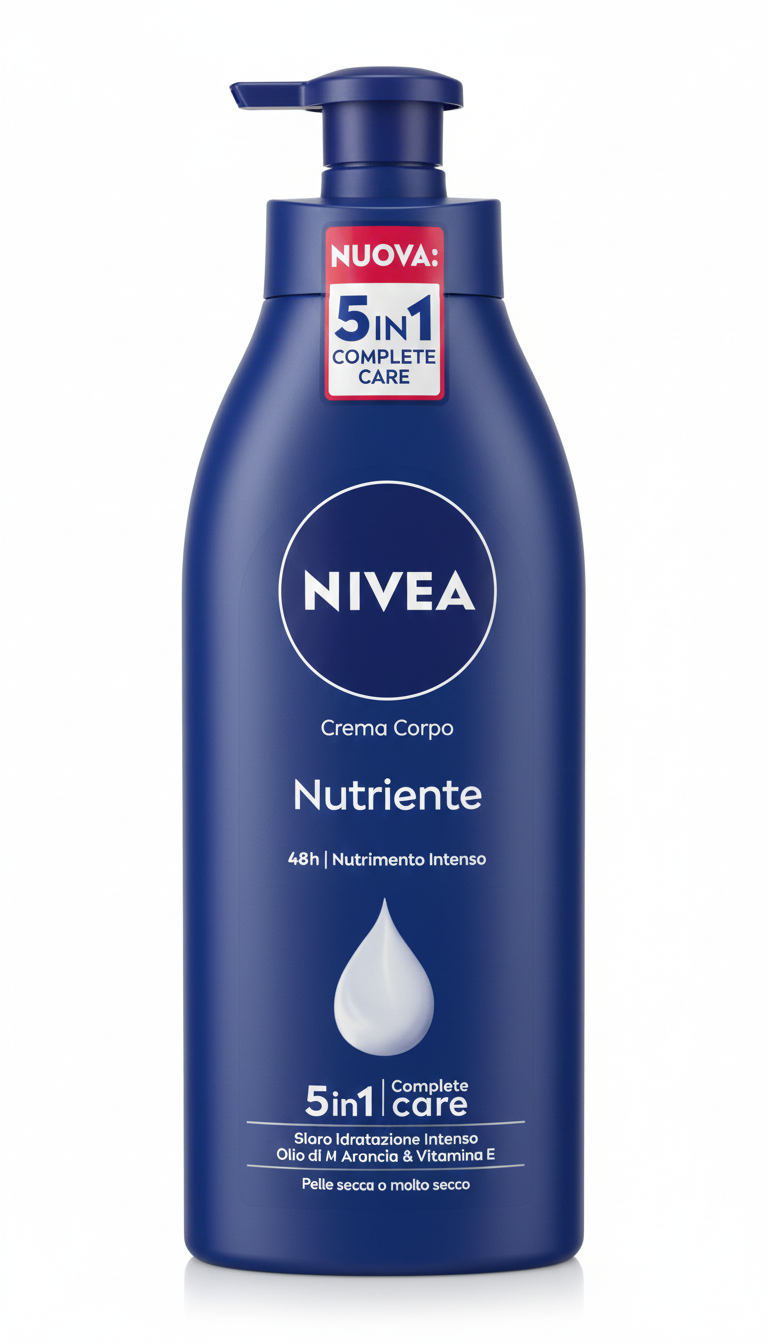 NIVEA Crema Corpo Nutriente 5in1 500ml Fluido Idratante 48h con Olio di Mandorla e Vitamina E per Pelle Secca e Molto Secca Maxi Formato con Dispenser Avella Magazzini