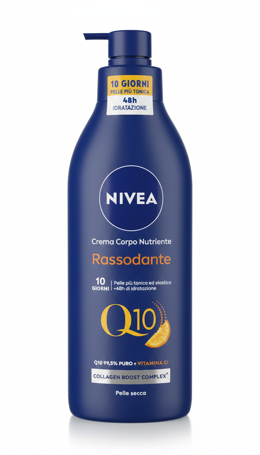NIVEA Crema Corpo Nutriente Rassodante Q10 400ml – Tonica & Elastica in 10 Giorni, 48h Idratazione