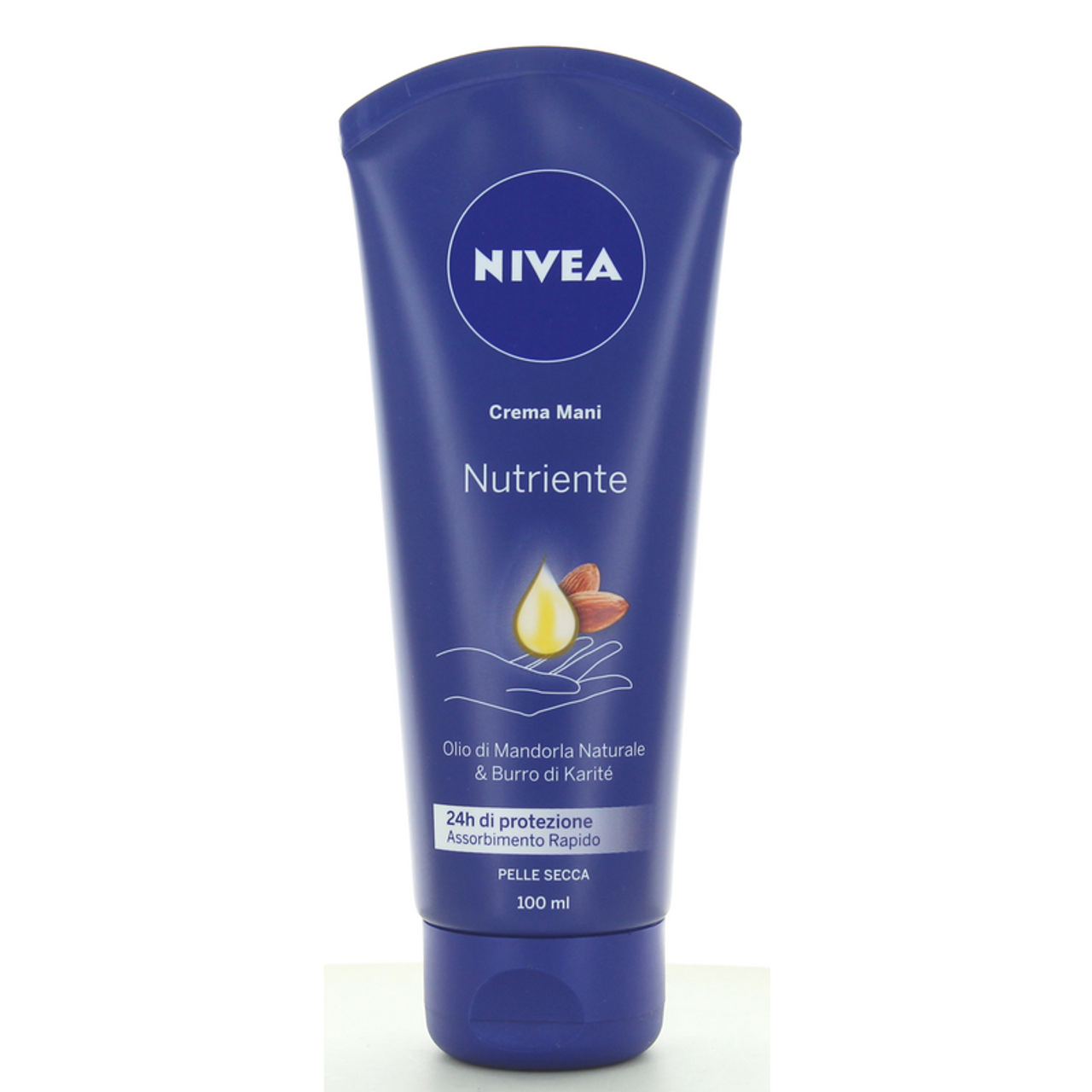 NIVEA Crema Mani Nutriente 100ml – Con Olio di Mandorla Naturale e Burro di Karité – 24 Ore di Protezione Intensa per Pelle Secca