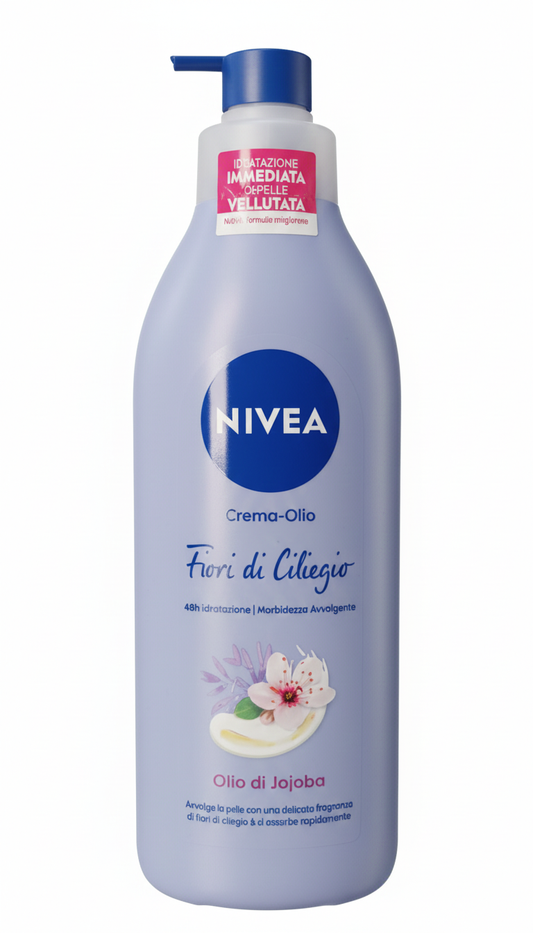 NIVEA Crema-Olio Fiori di Ciliegio & Olio di Jojoba 400ml – Trattamento Corpo Idratante 48h Profondo ad Assorbimento Rapido per Pelle Secca e Luminosa