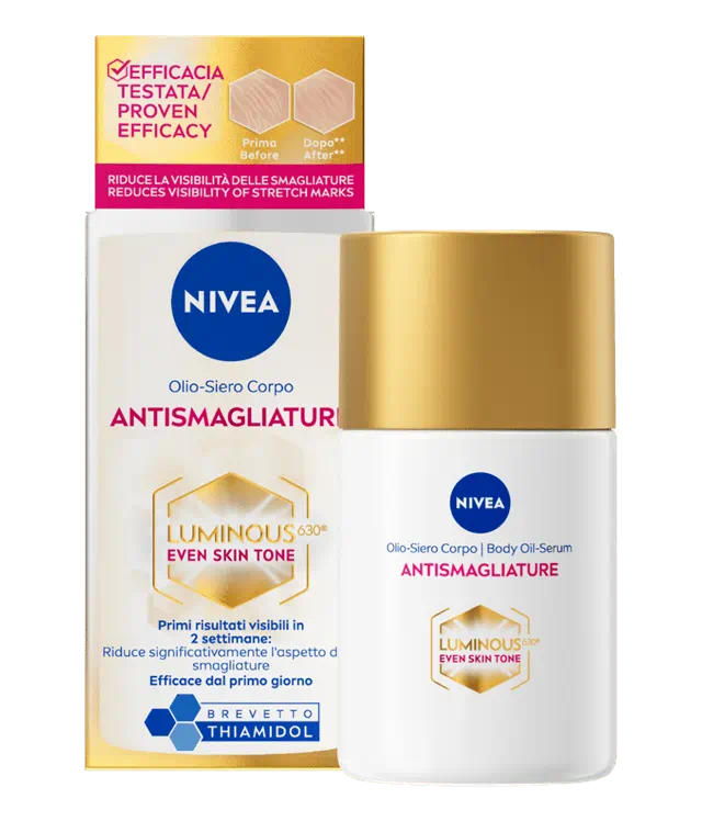 NIVEA Luminous 630 Olio-Siero Corpo Antismagliature – Risultati in 2 Settimane, Brevetto Thiamidol