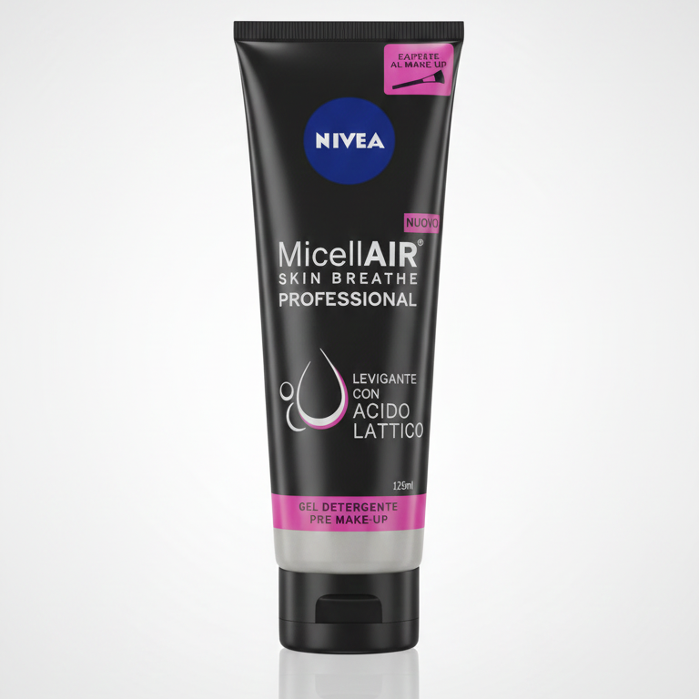 NIVEA MicellAIR Professional Gel Detergente Pre Make-Up Levigante 125 ml | Con Acido Lattico | Esfoliante Delicato per una Pelle Perfetta