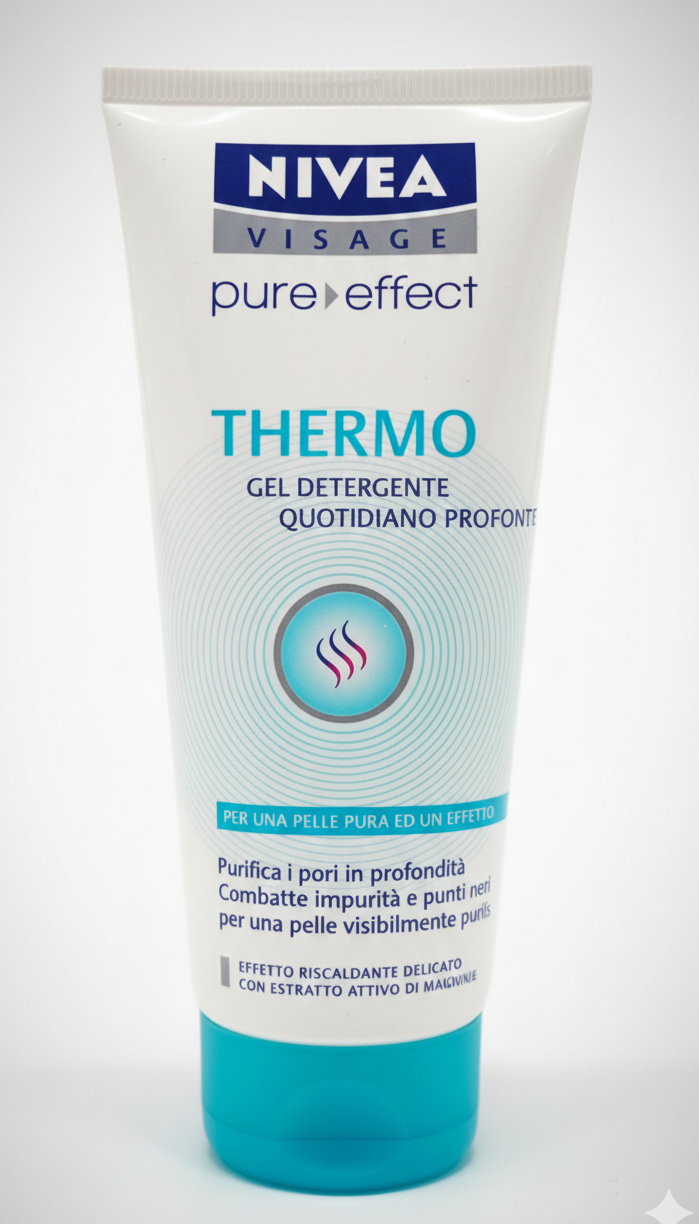 NIVEA Pure Effect Thermo Gel Detergente Quotidiano Profondo 100 ml | Anti Punti Neri con Estratto di Magnolia | Effetto Termo-Attivo Riscaldante Libera Pori