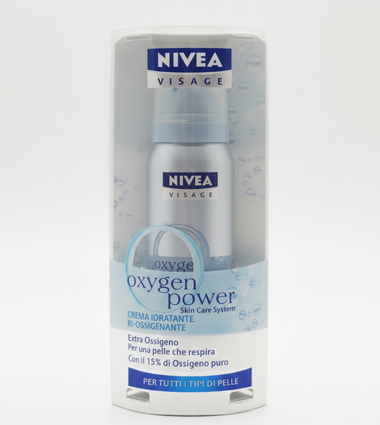 NIVEA Visage Oxygen Power Crema Idratante Ri-Ossigenante 50 ml | Con 15% Ossigeno Puro | Rinnovamento Cellulare e SPF 8 | Per Tutti i Tipi di Pelle