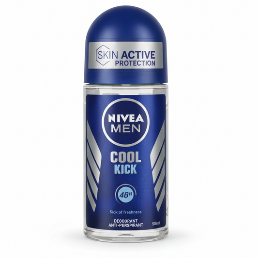 NIVEA Men Cool Kick Roll-On 50ml – Deodorante Antitraspirante con Acqua di Cactus e Freschezza 48H