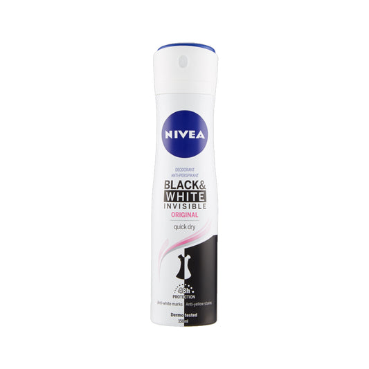 NIVEA Black & White Invisible Original Spray 150ml | Anti-Traspirante 72h | Anti-Macchie Bianche & Gialle | 5in1 Protection