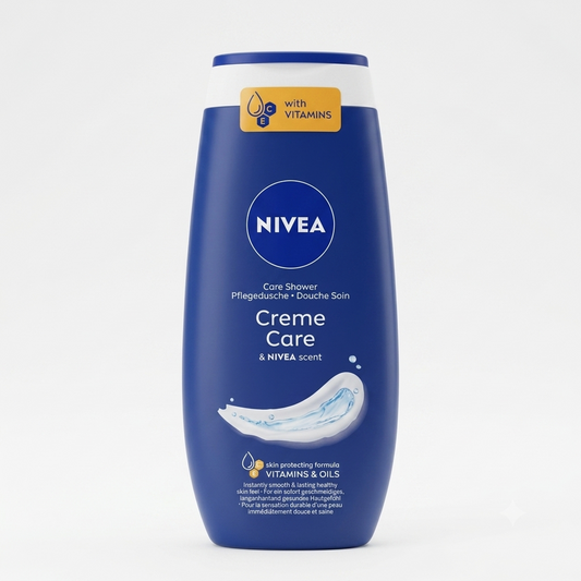 NIVEA Creme Care Docciacrema 250 ml, detergente corpo cremoso con vitamine C ed E, oli nutrienti e l'inconfondibile fragranza NIVEA, ideale per detergere delicatamente la pelle lasciandola morbida, nutrita e piacevolmente profumata.