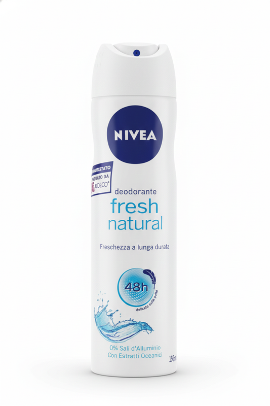NIVEA Deo Spray Fresh Natural 150ml | 0% Sali di Alluminio | Protezione 48h con Estratti Oceanici & Tecnologia Infinifresh