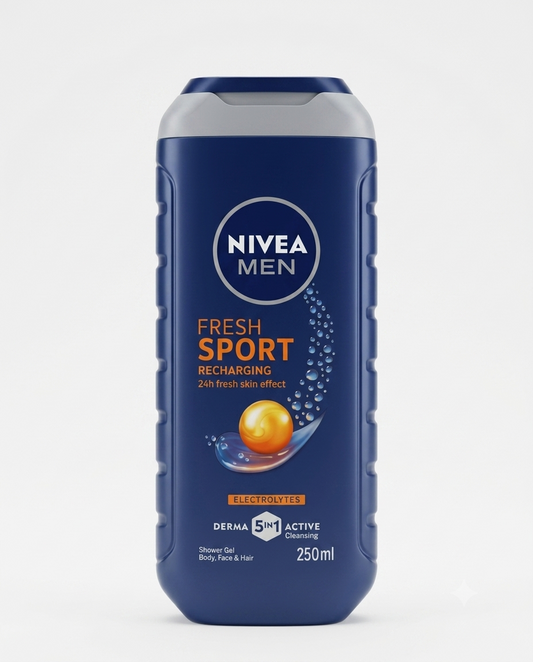 NIVEA Men Fresh Sport doccia shampoo 3in1 250 ml effetto rinfrescante mentolo per viso corpo e capelli Derma 5in1 anti secchezza.