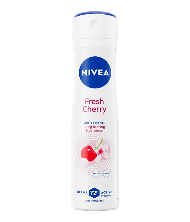 NIVEA Fresh Cherry Deodorante Spray 150ml – Anti-Traspirante 72h – Tecnologia INFINIFRESH & Profumo di Ciliegia