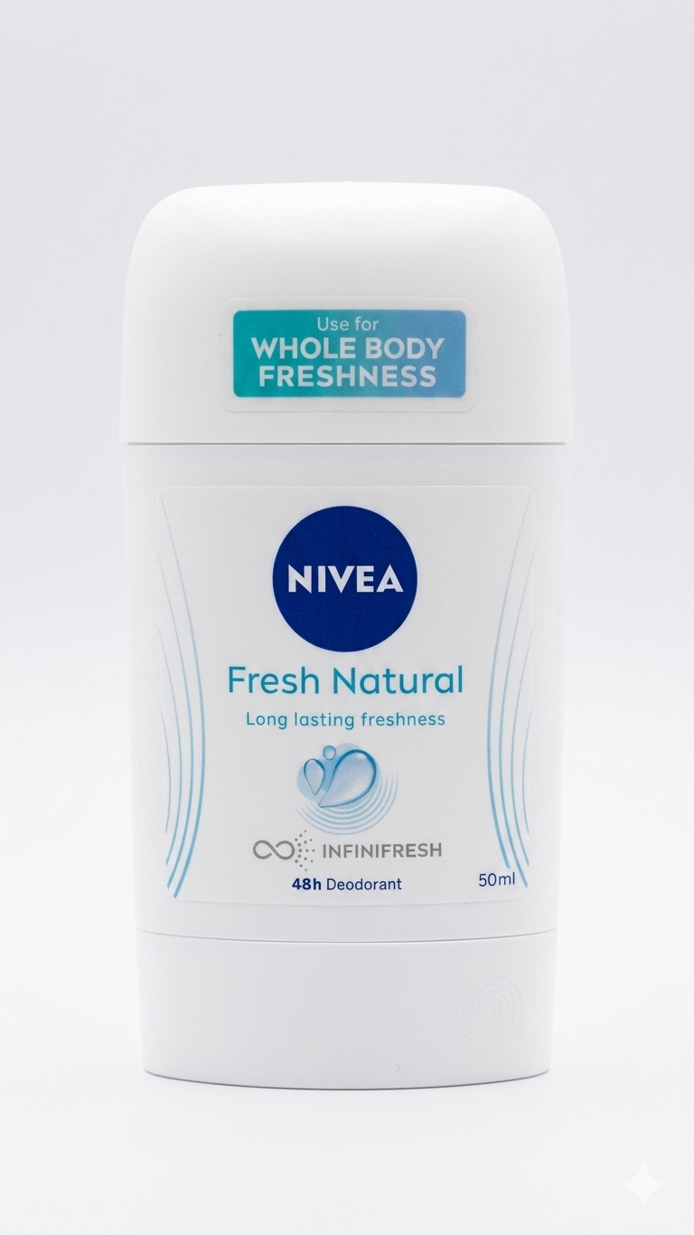 Nivea Fresh Natural Deo Stick Infinifresh 50ml – Deodorante 48h per Tutto il Corpo Senza Sali di Alluminio