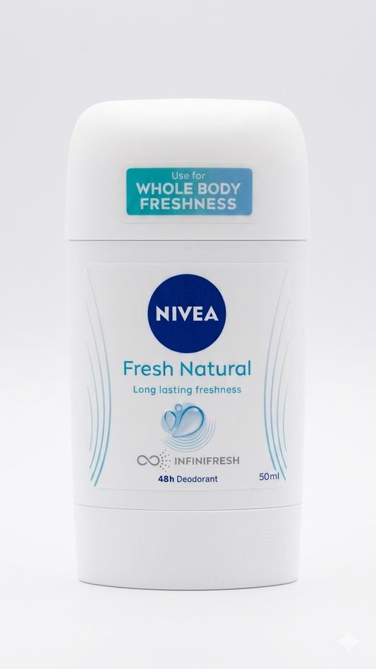 Nivea Fresh Natural Deo Stick Infinifresh 50ml – Deodorante 48h per Tutto il Corpo Senza Sali di Alluminio