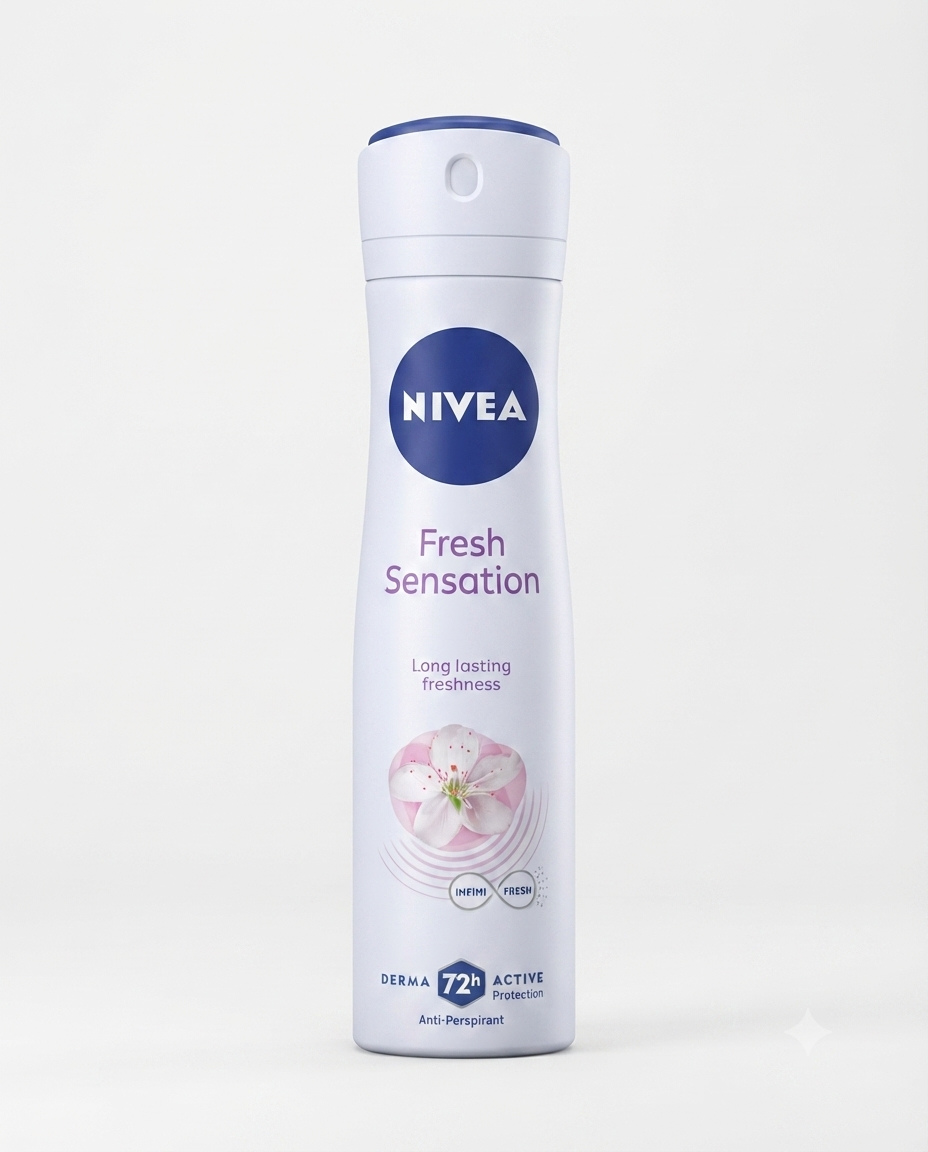 Deodorante spray NIVEA Fresh Sensation 150 ml, anti-traspirante 72h con tecnologia INFINIFRESH e 0% alcol.