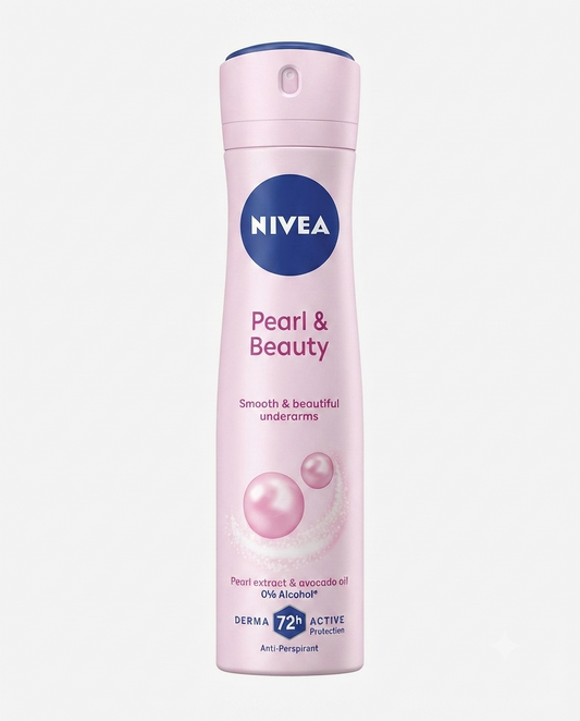 Deodorante spray NIVEA Pearl & Beauty 150 ml, anti-traspirante 48h con estratti di perla per ascelle lisce e morbide.