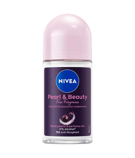 NIVEA Pearl & Beauty Black Pearl Deo Roll-On 50 ml – Anti-Traspirante 72h – Estratti di Perla & Olio di Avocado – Uniformante Tono Pelle
