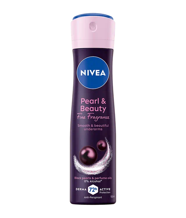 NIVEA Pearl & Beauty Black Pearl Spray 150ml | Anti-traspirante 72h | Con Estratti di Perla Nera & Olio di Avocado | 0% Alcool