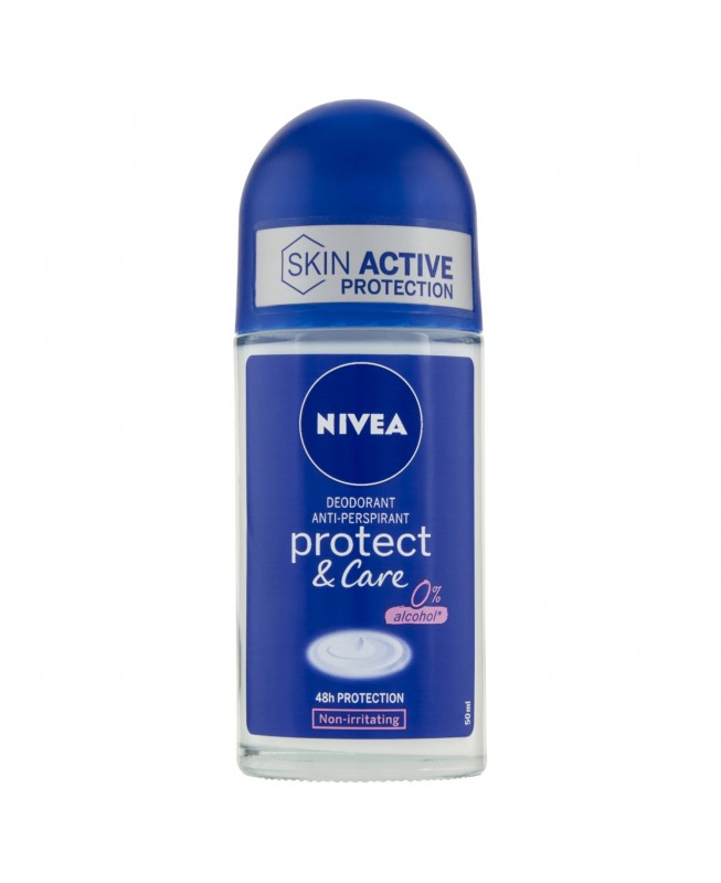 NIVEA Deo Roll-On Protect & Care 50ml | Antitraspirante 72h con Ingredienti NIVEA Creme | Protezione Attiva e Idratazione Profonda