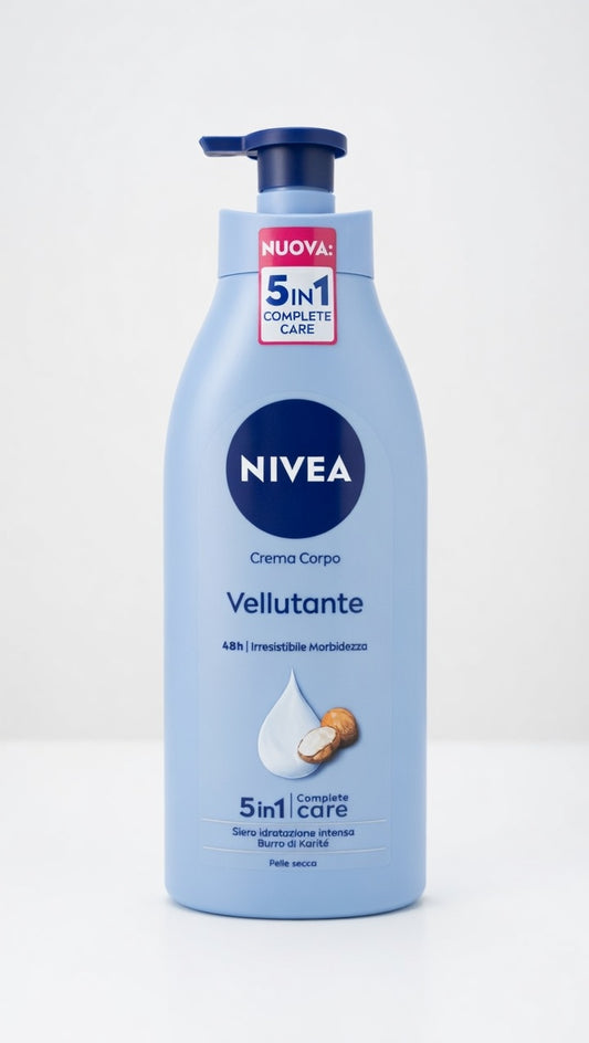 Nivea Crema Corpo Vellutante 5 in 1 Complete Care | 48h Idratazione Intensa con Burro di Karité | Formato Dosatore 500 ml