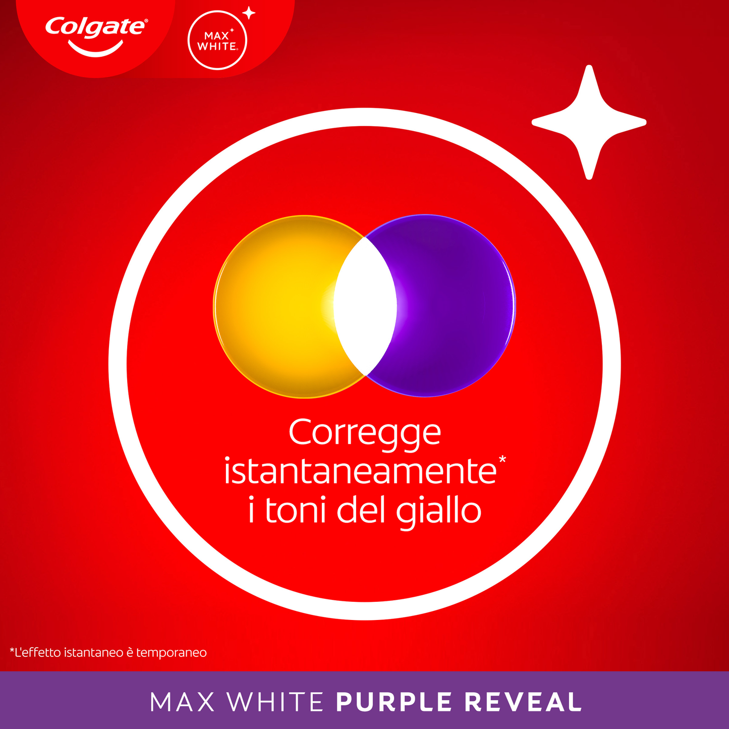 Colgate Max White Purple Reveal Dentifricio Sbiancante Istantaneo 75 ml – Tecnologia Ottica di Correzione del Colore e Protezione Avanzata dello Smalto