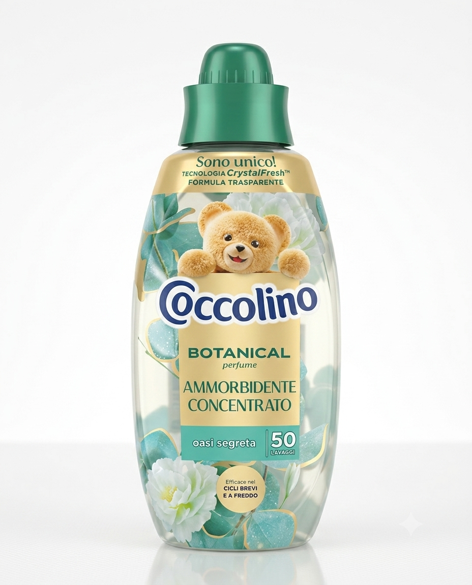 Coccolino Botanical Perfume Ammorbidente Concentrato Oasi Segreta 50 Lavaggi 750 ml – Formula Trasparente CrystalFresh™ con Essenze Pregiate di Lime, Agrumi, Giglio e Muschio