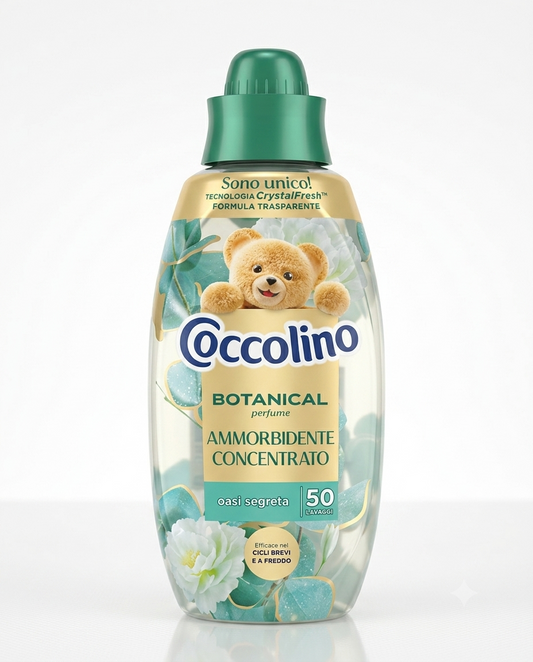 Coccolino Botanical Perfume Ammorbidente Concentrato Oasi Segreta 50 Lavaggi 750 ml – Formula Trasparente CrystalFresh™ con Essenze Pregiate di Lime, Agrumi, Giglio e Muschio