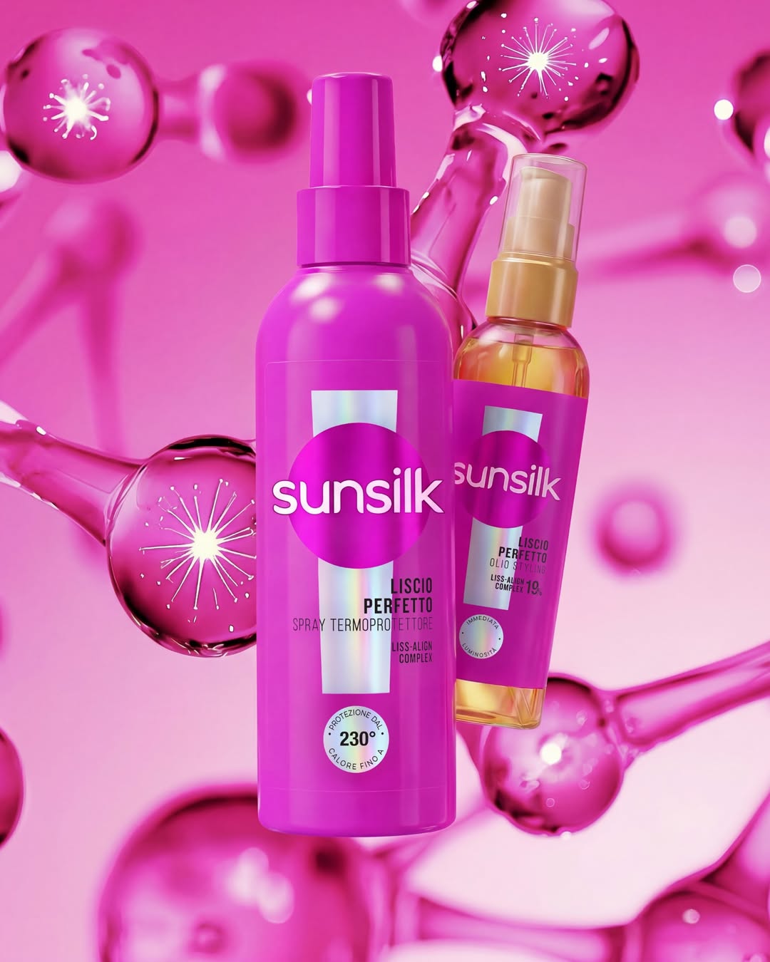Sunsilk Olio Styling Liscio Perfetto 75ml – Effetto Specchio e Luminosità Istantanea – Con Olio di Argan, Collagene e Biotina – Azione Anti-Crespo 4-in-1