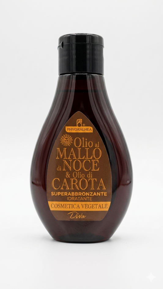 Phyoralhea Olio Super Abbronzante 100ml al Mallo di Noce e Carota – Intensificatore Naturale e Idratante Vegetale