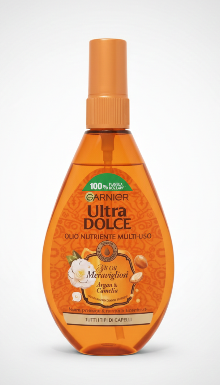 Garnier Ultra Dolce Olio Nutriente Multi-Uso Meraviglioso – 150ml – Argan & Camelia – Nutre e Ravviva la Lucentezza – Senza Risciacquo